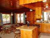 Yosemite Vacation Rental Cabin: kitchen island and adjacent dining area